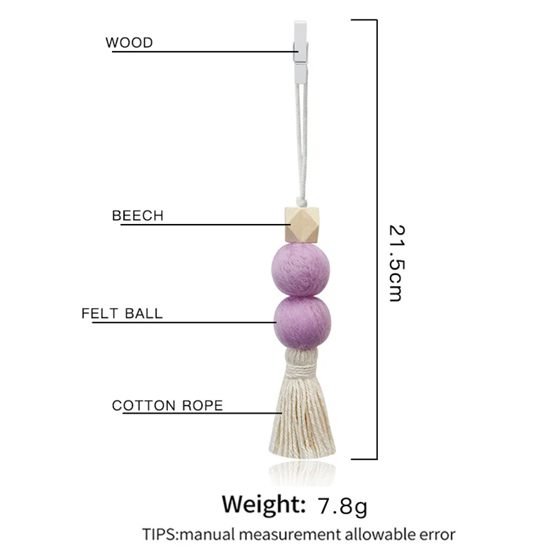 Rear View Mirror Pendant Accessory Beads Felt Ball Hanging Ornaments  Perfume Diffuser Air Freshener Auto Rearview Mirror Pendants For Car Orange