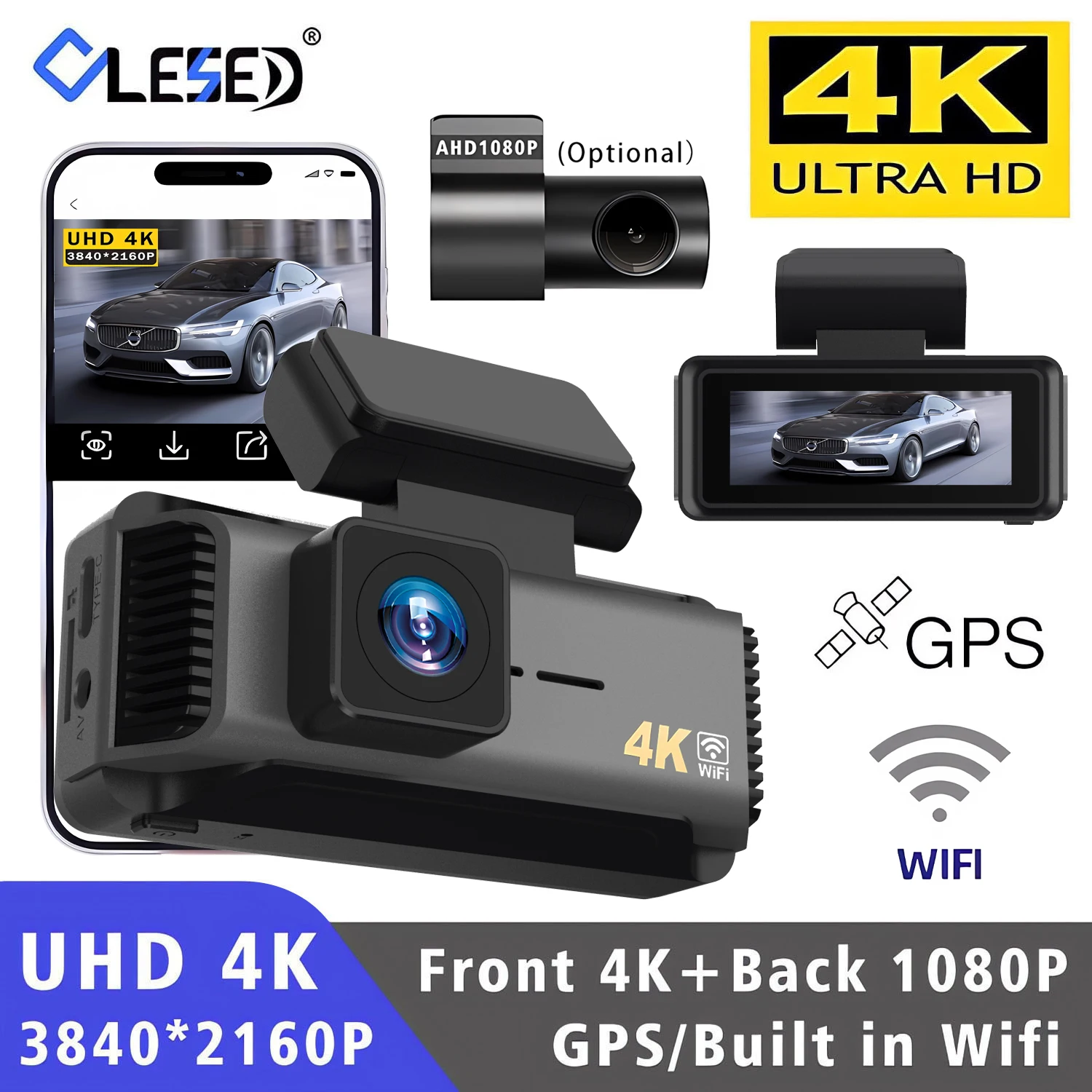 차량용 DVR 4K 5G WIFI GPS 미니 블랙박스 전후방 듀얼 렌즈 카메라 비디오 드라이브 레코더 야간 시야 기능