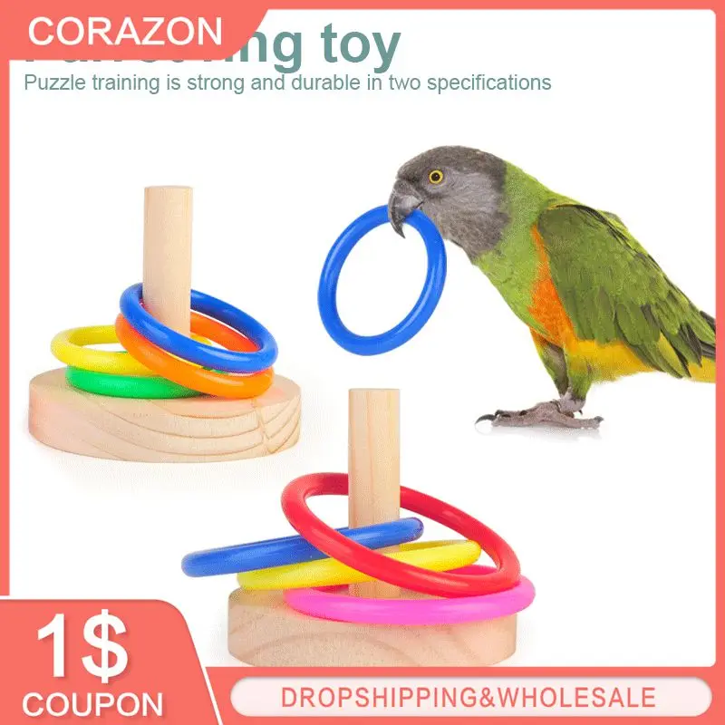 3cmParrotBirdRingToySolidWoodEducationalBirdSupplies