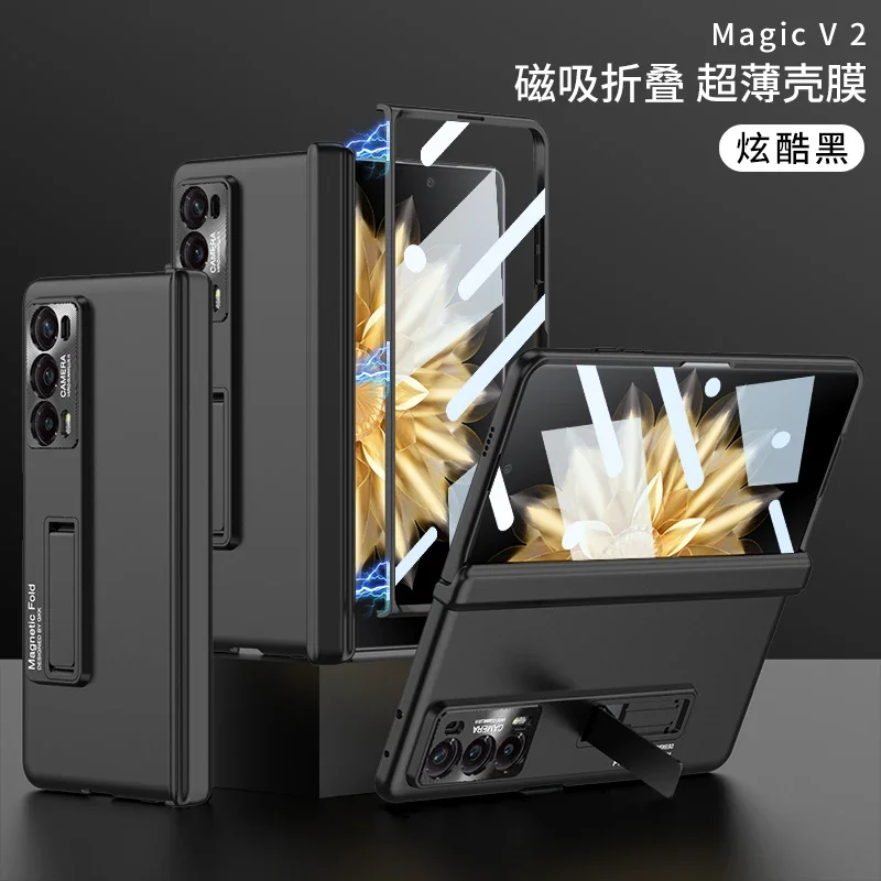 Ultra-Thin Armor Matte Hard Case with Tempered Glass Film Stand