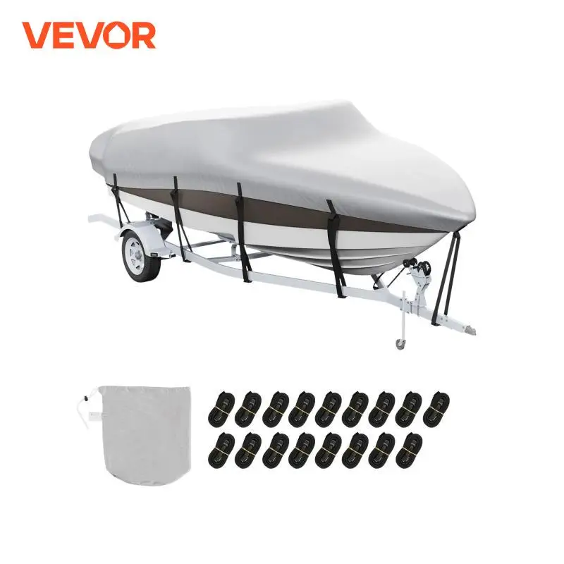 VEVOR Boat Cover, 23'-24' Trailerable Waterproof Boat Cover, 600D Marine Grade PU Oxford with Motor Cover and Buckle Straps