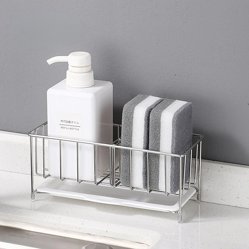 

Sink Sponge Rack 304 Stainless Steel Dish Brush Sponge Holder Kitchen Accessories Tabletop Soap Storage Organizer Holder