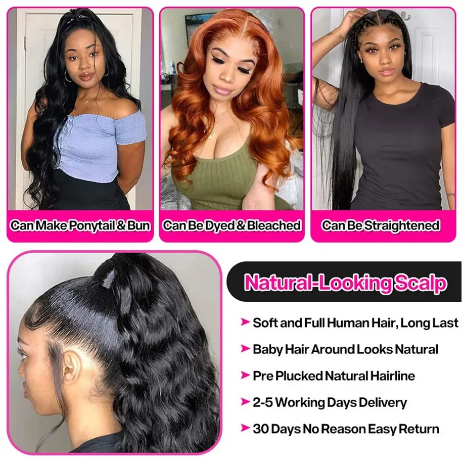 Human Hair Wig Body Wave Lace Front 250 Density Brazilian Hair 13x4 Lace Frontal For Black Women Pre Plucked With Baby