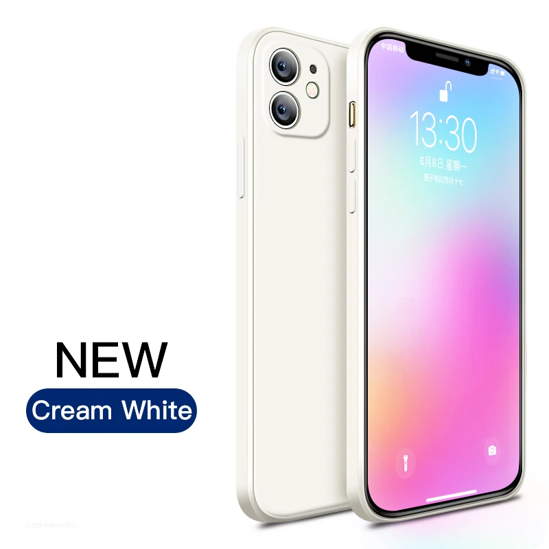 thumbnail image 1 of Funda de silicona líquida con borde cuadrado Original para iPhone, 15, 14, 13, 12, 11 Pro Max, Xs, XR, 7 Plus, 15Pro, protección de lente con logotipo, 1 of 5