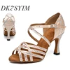 DKZSYIM Women Latin Dance Shoes Ballroom Girls Tango Jazz Party Salsa Shining Rhinestones Sexy Wedding Dance Shoes Soft Bottom 1
