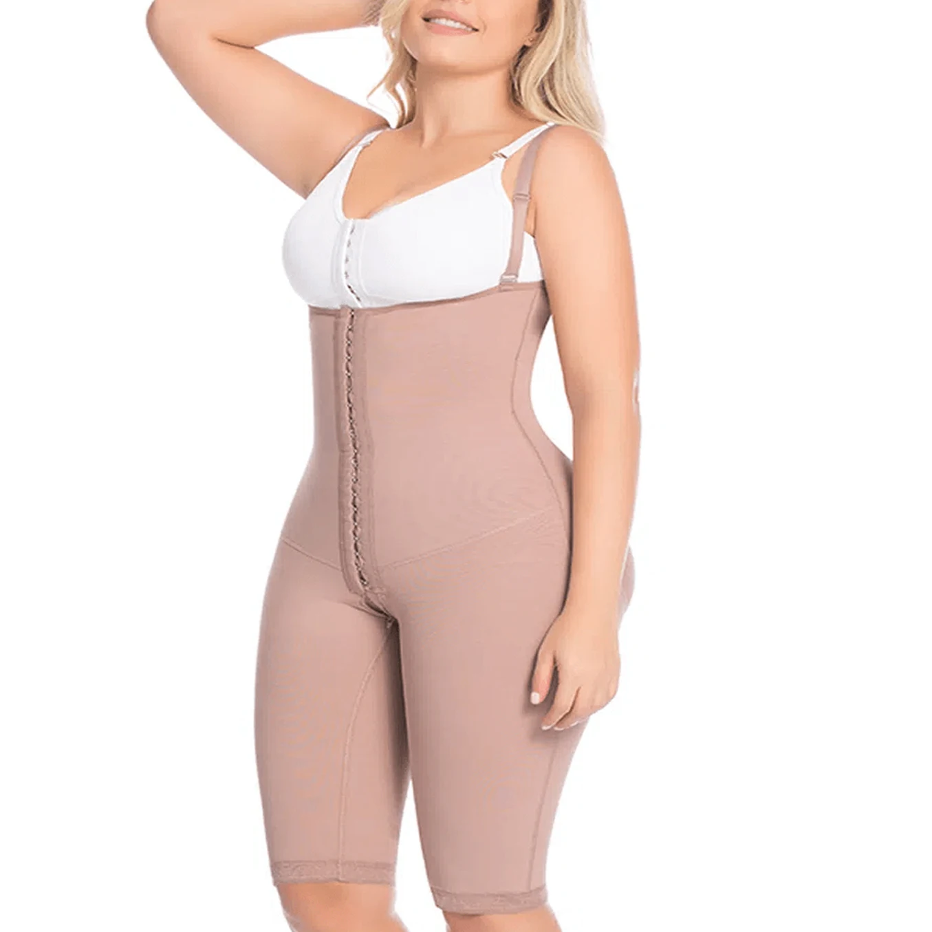 Thick Strapp up to Knee Open Bust Tummy Control Fajas Adjustable Hook and Eye Front Closure Women Shapewear  button-up shapewear