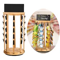Chip Rack Display Stand 360° Rotating 40 Clips Candy Display Wooden Base 5 Tiers Snack Organizer for Party Office Desk Pantry 1