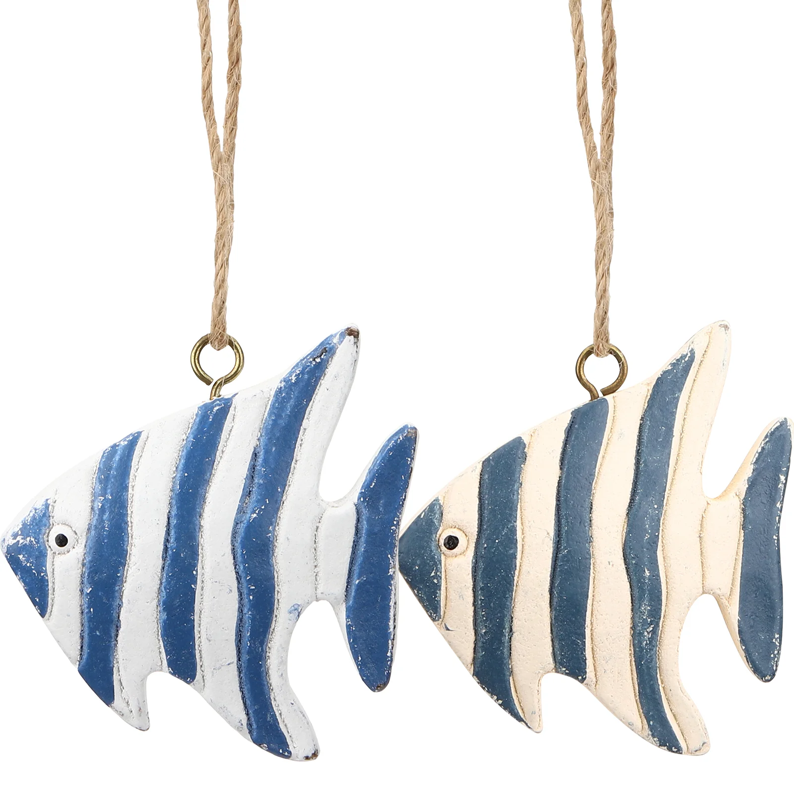 

2 Pcs Striped Fish Skewers Mediterranean Decor Beach Theme Bathroom Nautical Small Living Decoration Wall for