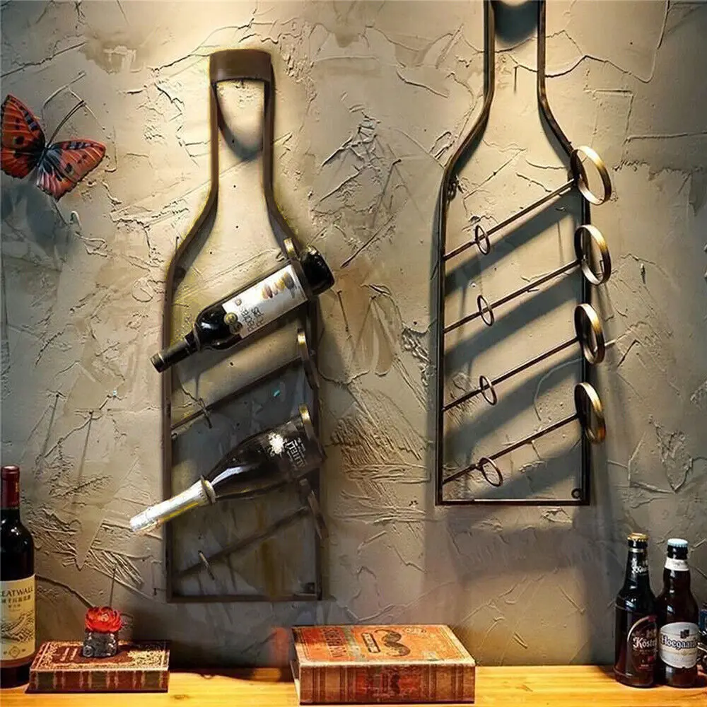

Wine Rack 4 Bottle Stylish Home Decor Wine Bottles Display Bronze Wall Mounted