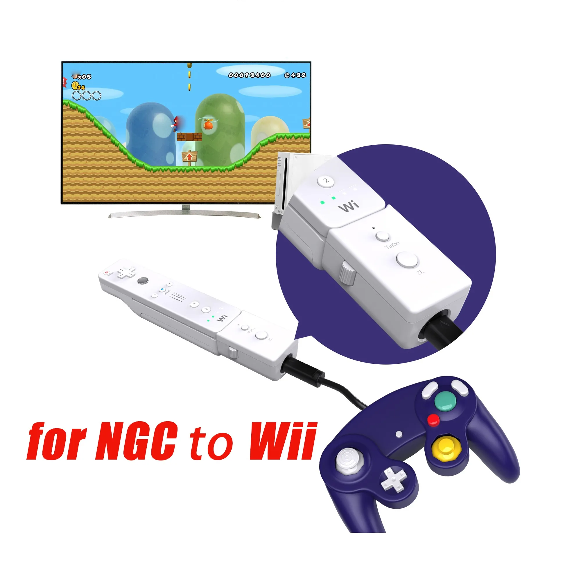 Adaptador Conversor para Gamecube Ngc para Wii Controller Game Handle Substituição Acessório Set