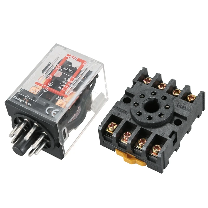 

HOT SALE 3X MK2P-I Clear Shell DPDT AC220V Coil Power Relay Socket Base