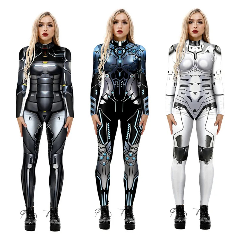 

Костюм женский для Хэллоуина с 3D-принтом в стиле кибер-машины