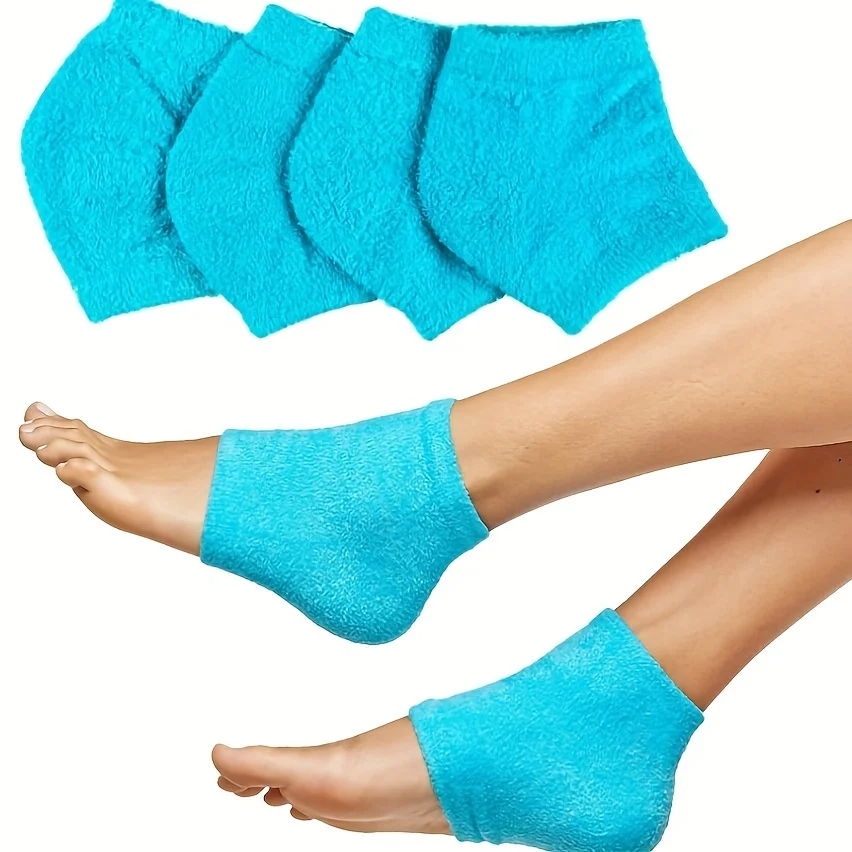 1Pairs Moisturizing Gel-Lined Heel Socks, Toeless Fuzzy Spa Socks for Dry Cracked Heels Relief