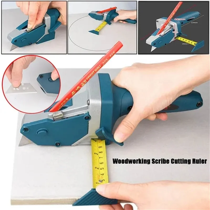 Woodworking Scribe Ruler Woodworking Cutting Plaster Gypsum Board Cutting tool Drywall Cutting Artifact Tool with Scale tool 3 in1 locator auxiliary plate gripper hole position punching board splicing simplified scale wooden tenon positioning tool diy