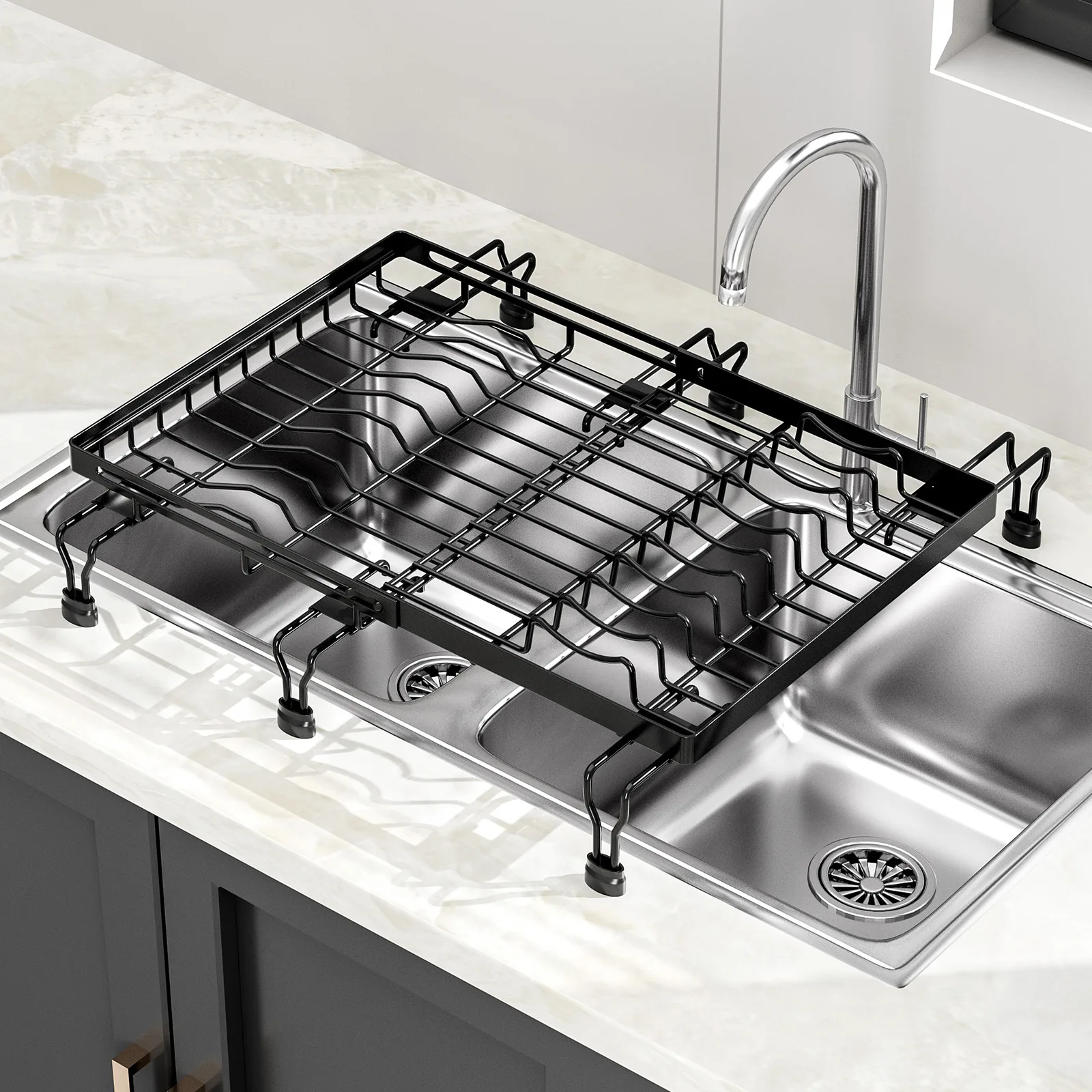 

Bowl and Dish Drain Rack on Sink, Fruit and Vegetable Bowl and Dish Filter, Storage Rack, Telescopic Drain Bowl Rack