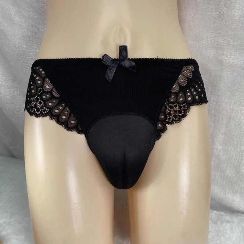 Bowtie Camel Toe Control Panty Lace Hiding Gaff Underwear Crossdresser Transgender Sissy Panties Shemale Ladyboy LGBT Briefs