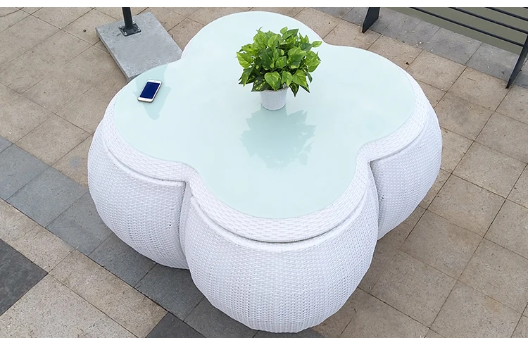 Outdoor Furniture Rattan Garden Wicker Table and Chair for Coffee Shop