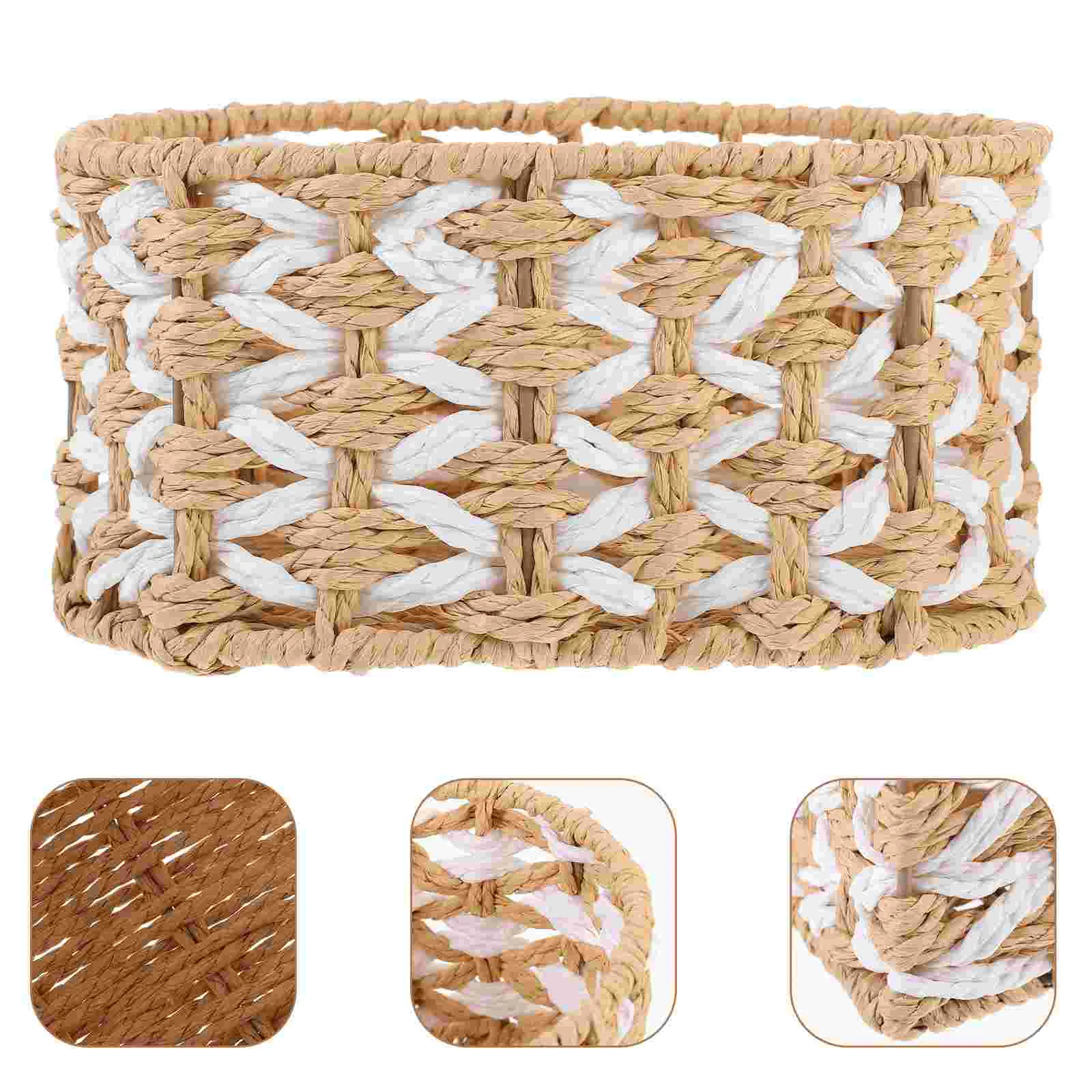 

Desktop Woven Storage Basket Household Woven Organzier Sundries Storage Holder