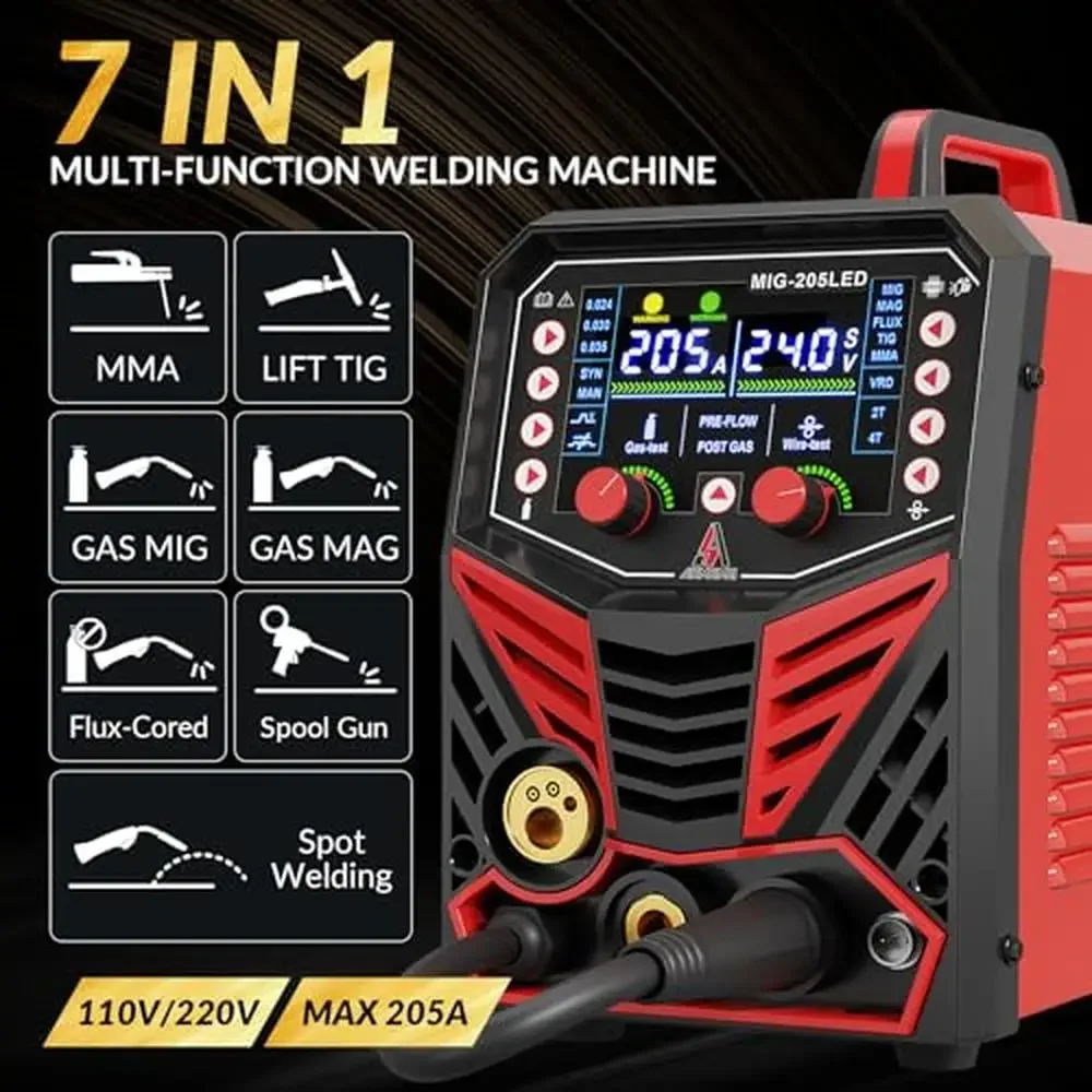 7 in 1 Mig Welder LCD Screen Synergic Control Overheat Protection Certified Quality Multi-Process Welding Machine 3