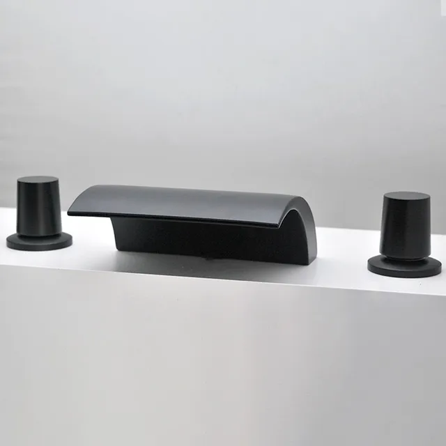 อ่างน้ำวนอ่างอาบน้ำ Cascade Waterfall Inlet ก๊อกน้ำอ่างอาบน้ำสปาผสมเปลี่ยนทอง/สีดำ/สีโครเมี่ยม 5