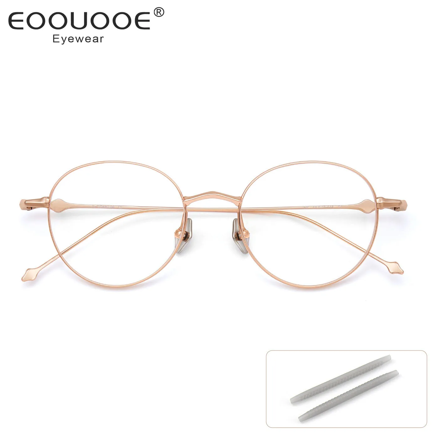 

Pure Titanium Eyeglasses Women's Men Gold Round LIGHTWEIGHT Glasses Frame Myopia Optics Eyewear Medical Prescription Lenses