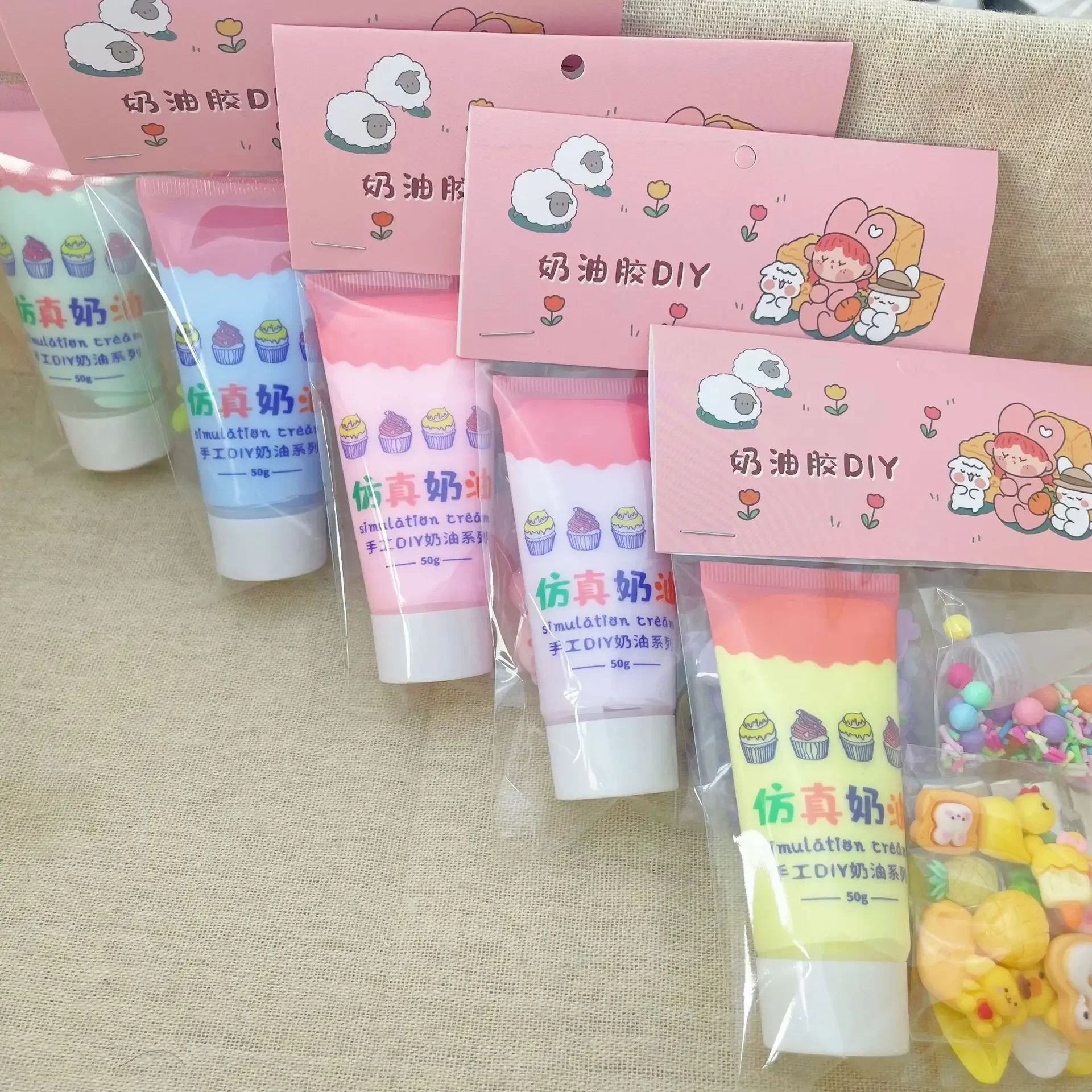 

Кремовый гель, искусственный набор, набор материалов ручной работы, милые резиновые аксессуары, набор зажимов, подарок на день рождения для девочек