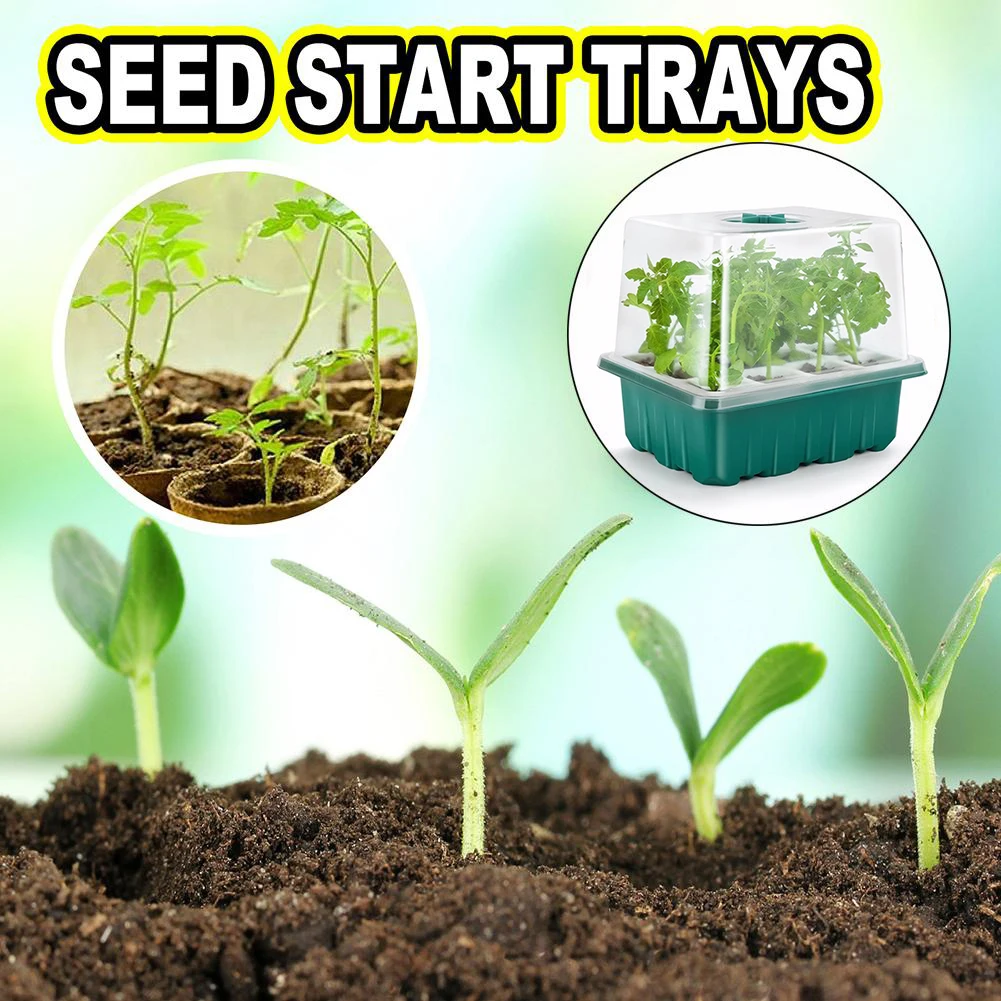 12 Holes Garden Nursery Seedling Dish Plastic Nursery Seedling Trays Seed Starter Trays Vegetable Pots Garden Supplies