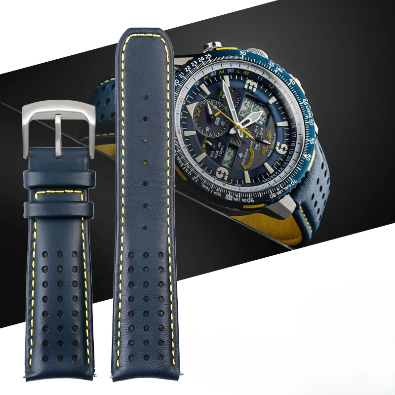 Cinturino Per Orologio In Vera Pelle Per Citizen Blue Angel Eco-Drive Da Uomo Outdoor Business Advanced 8020/Jy8078 Air Eagle Arc Interface