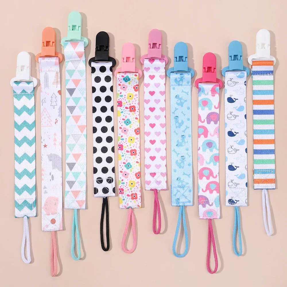 1pcs Fixed Button Baby Cartoon Pacifier Clips Chains Ribbon Soother Chains Anti-drop Buckle Strap For Pacifier Baby Feeding Gift pacifier chain