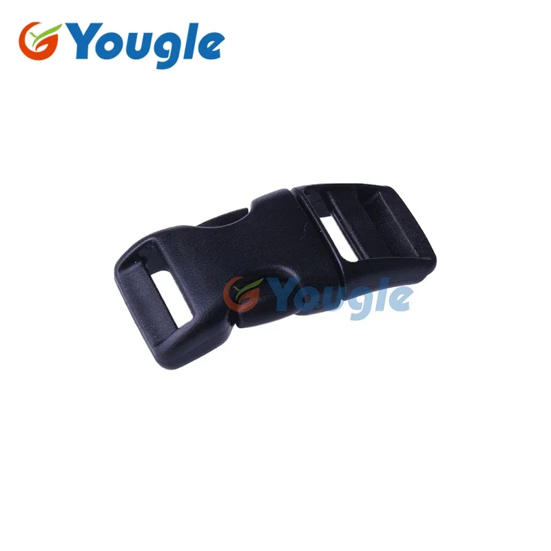 YOUGLE 10 pieces 3/4'' Webbing Paracord Bracelet PLASTIC BUCKLE Side Released Black/Khaki