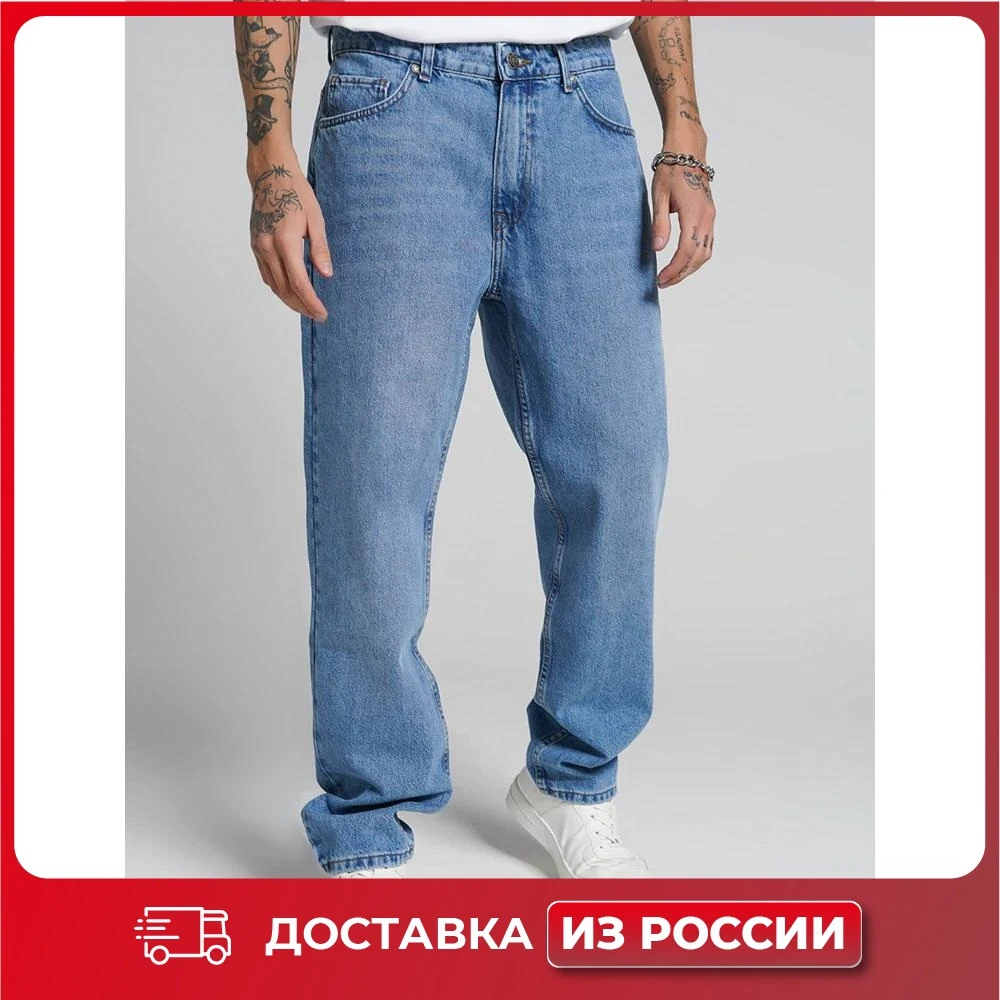 Jeans TBOE for men 100% cotton light blue Men's Clothing Male Casual A8695 | Мужская одежда