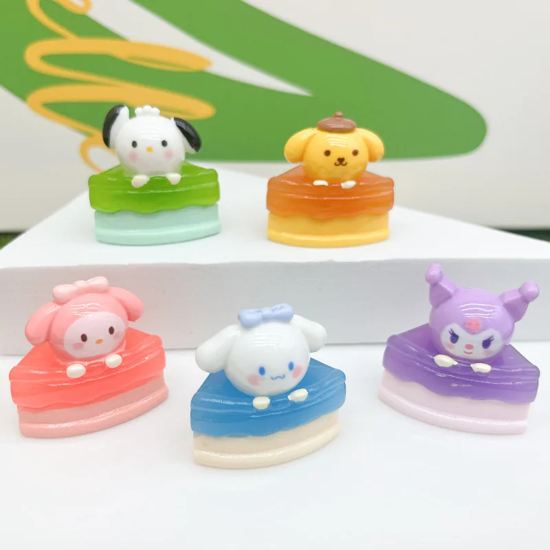 

5Pcs New Sanrio Figure Resin Kuromi Pochacco Cinnamoroll Melody Luminous Phone Case Cream Diy Ornament Hairpin Cake Decor Gift