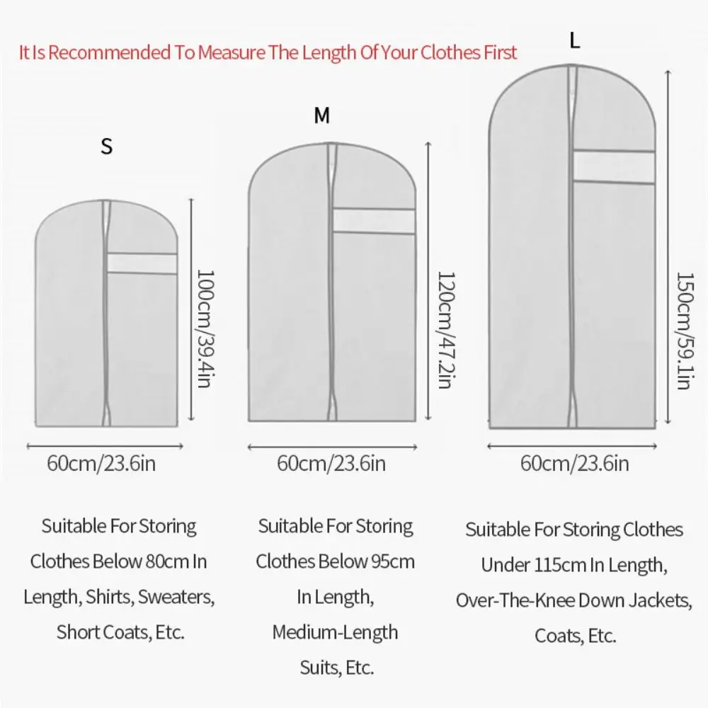 내구성 있는 의류 가방 옷 먼지 방지 가방 검정 회색 PEVA 걸이형 보관 가방 방진 방수 옷장 정리 코트 정장 드레스