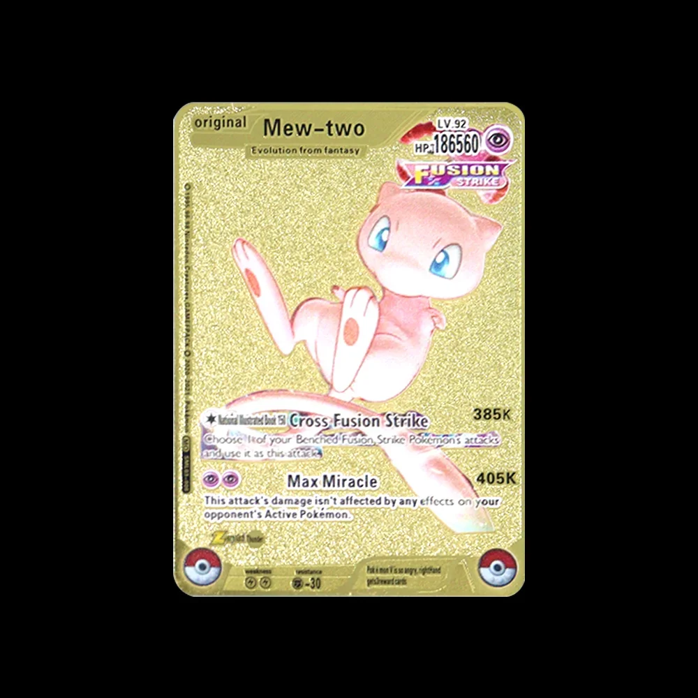 thumbnail image 1 of 183200 Points High Mach Pikachu Charizard Mewtwo Gold Black English French Metal Card Vmax Mega GX Game Collection Card, 1 of 5