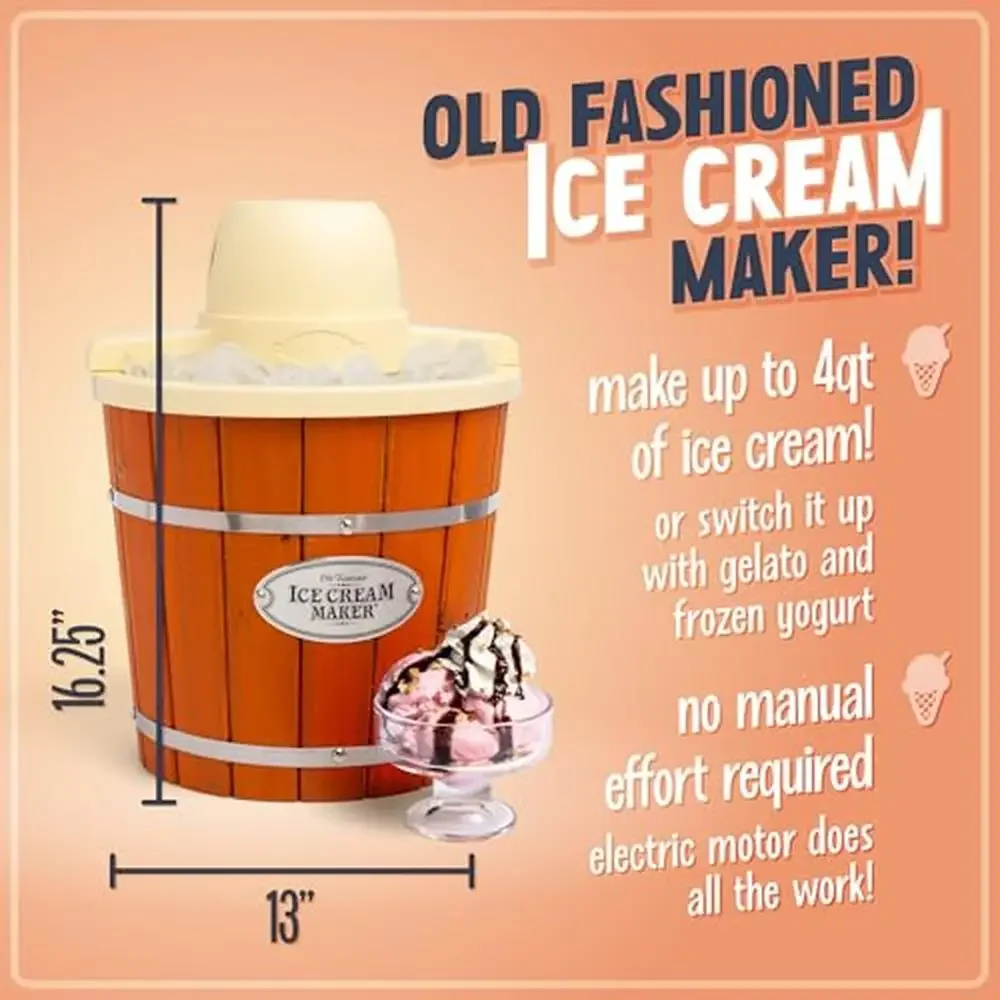 Ice Cream Maker Machine Homemade Frozen Yogurt Gelato Fun Kitchen Quick Electric Churner Party Handle  Ice Cream Kits Compatible 2