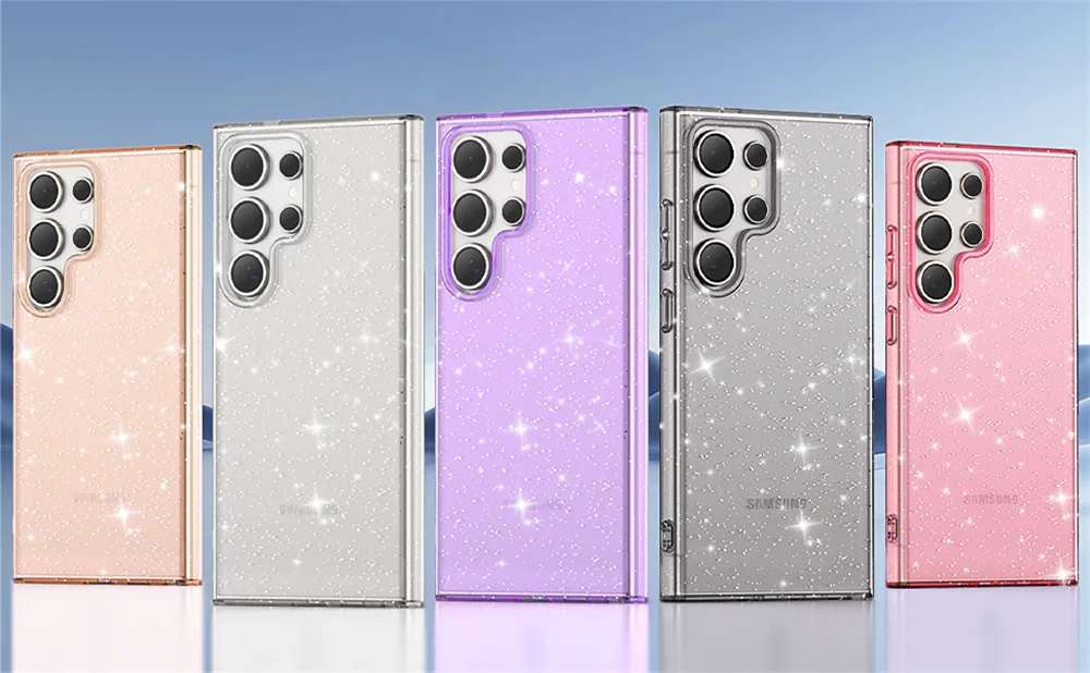 Glitzernde Transparente Acryl Stoßfeste Handyhülle für Samsung S26 S25 S24 Ultra S23 S22 Plus A55 A35 A15 A54 A34 A53 Harte Schutzhülle – Detail 2