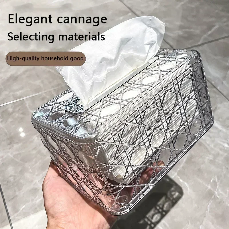 Rattan Pattern Tissue Box Living Room Desktop Tissue Car Toilet tissue box tissue dispenser napkin holder