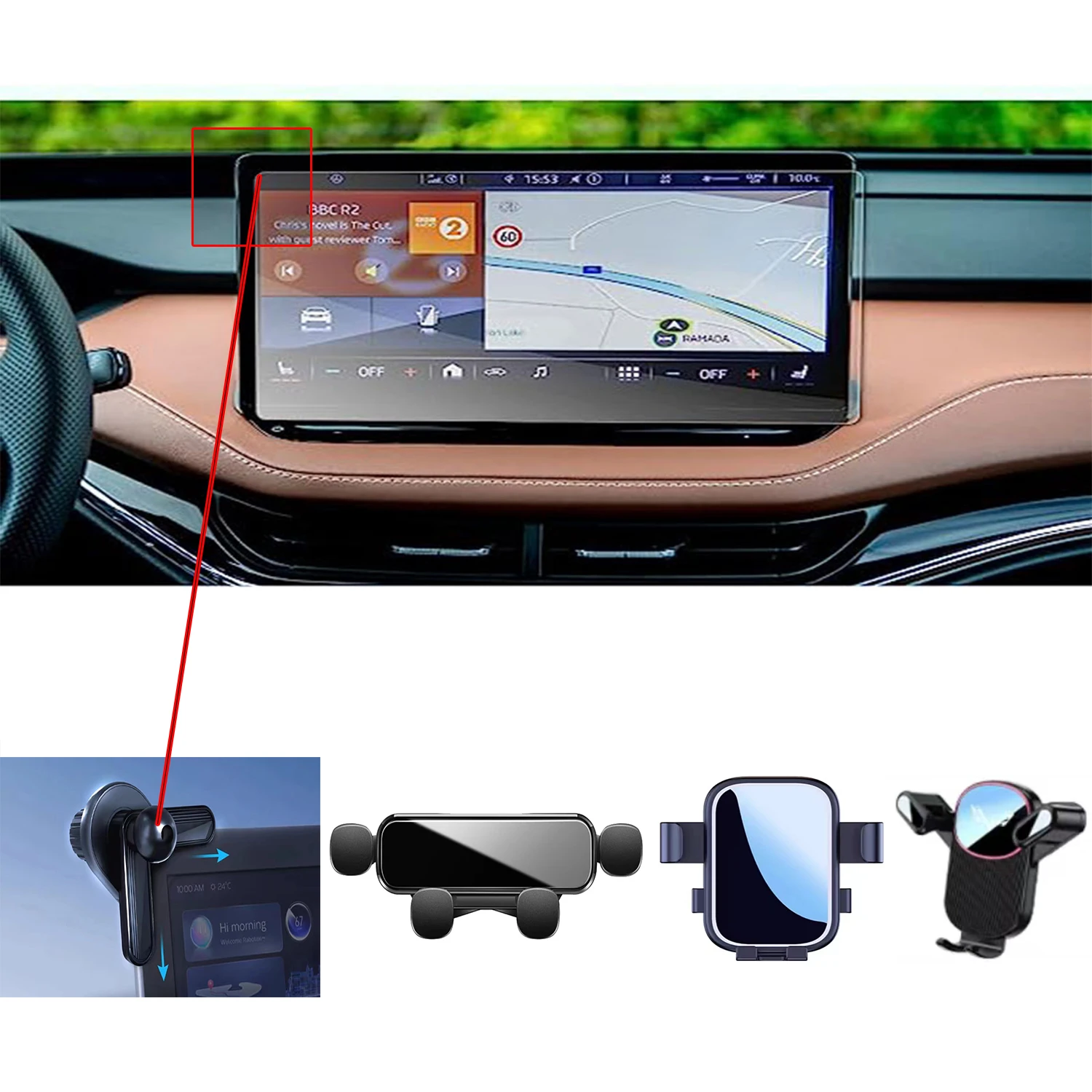For Skoda ENYAQ IV Car Phone Holder GPS Stand Stand Rotatable Support Special Fixed Bracket Base Accessories