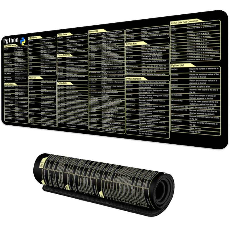 Python Programing Mouse Pad Large for Pycharm Shortcuts Cheat Sheet Keyboard Mousepad Software Web AI Engineer Desk Mat Office 6
