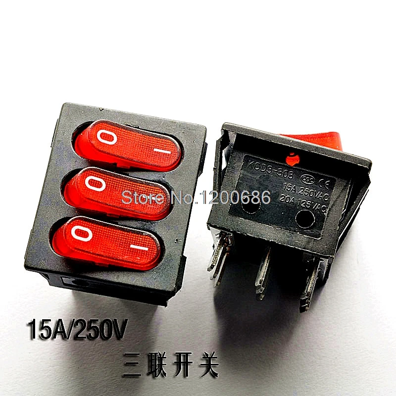 

Triple Boiler Switch KCD4 Power Switch Red 9-pin 15A / 250V
