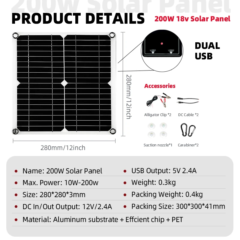 Description Picture 2 of item6000W Inverter 30A Controller 5V Solar Panel Smart Phone Car Charge Camping Home Solar Power System for Home Complete Kit RV