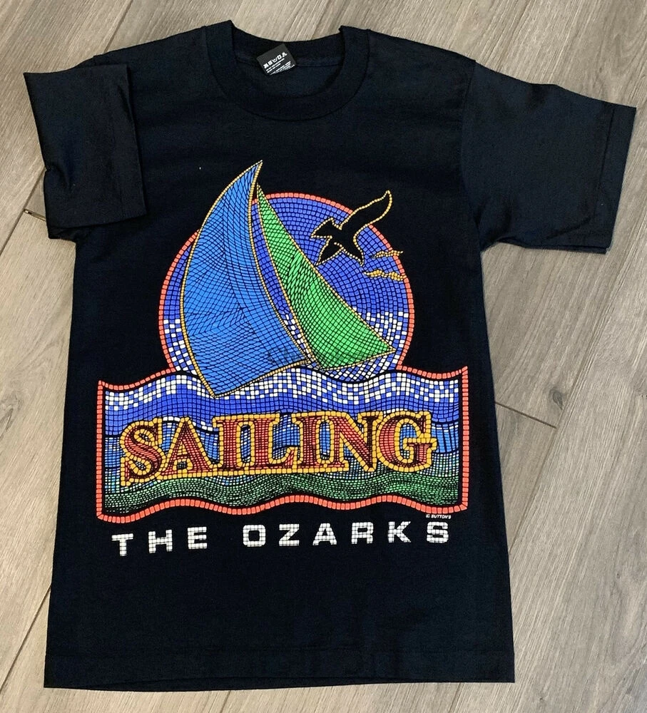 The Ozarks Sailing T Shirt Adult Small Black Vintage 90s Sail Boat 3D Print  USA - AliExpress