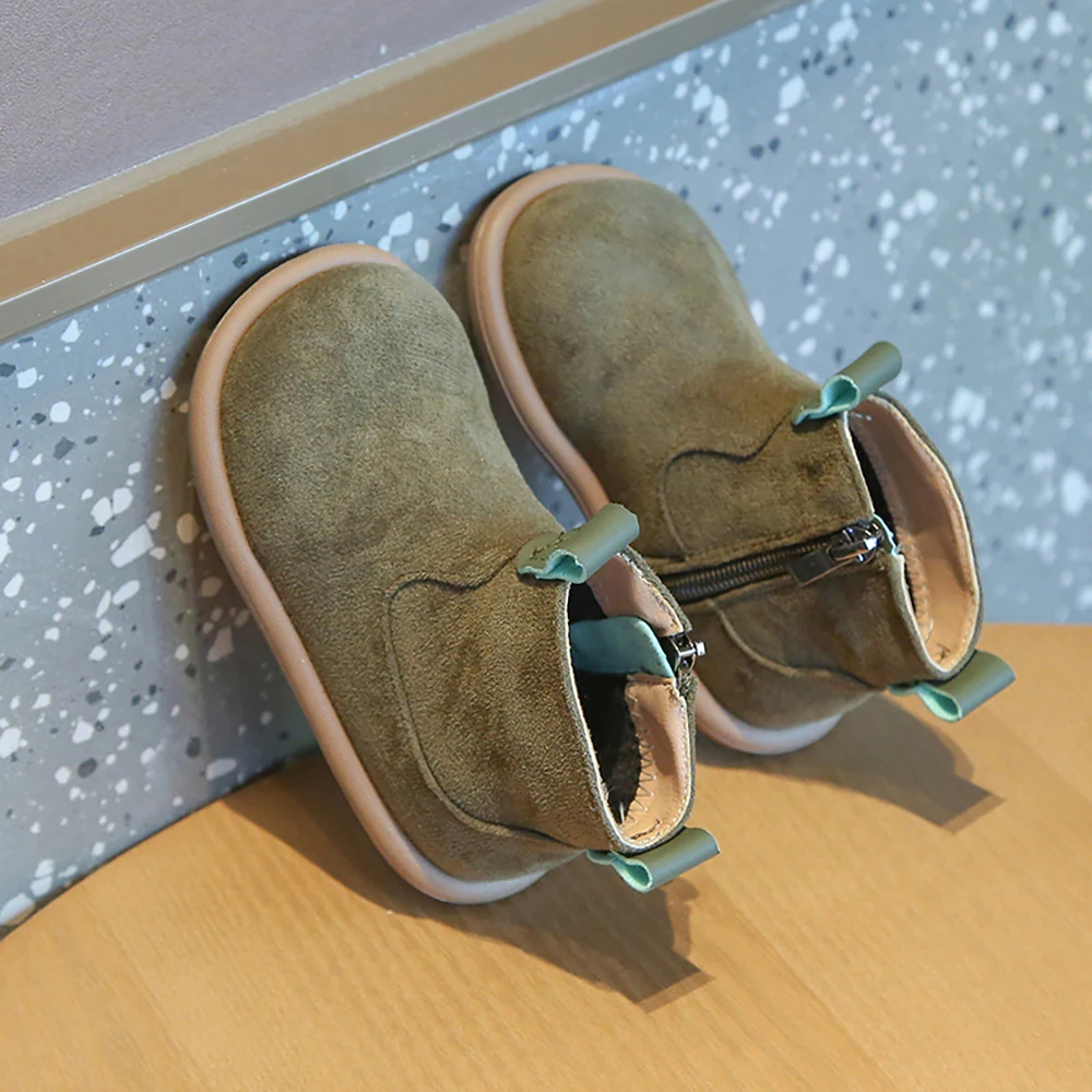 Baby Padded Martin Boots Autumn and Winter new girls hundred retro cotton boots British style boys solid color padded cotton boo