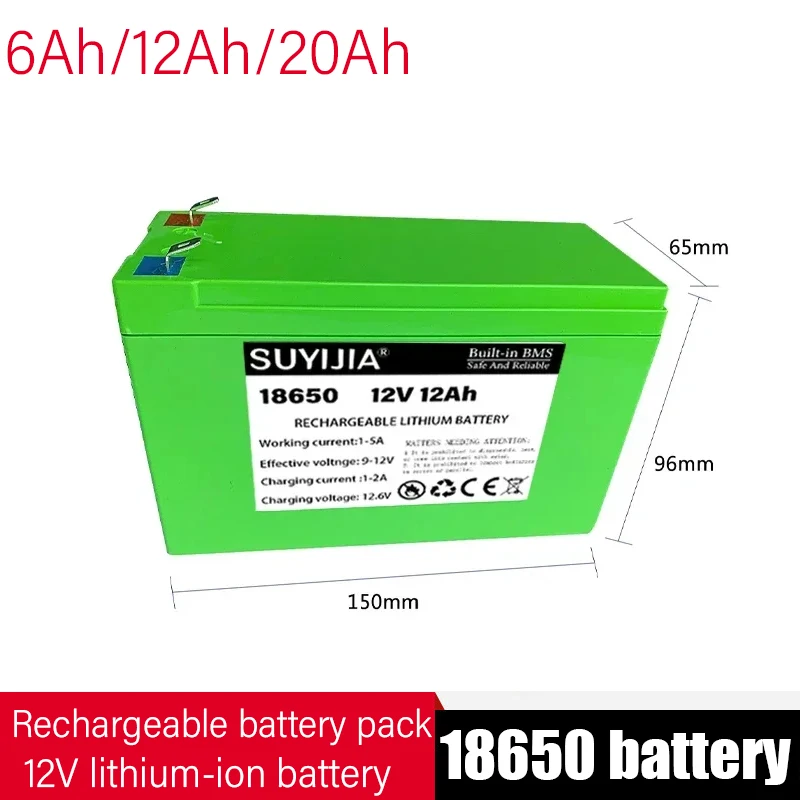 

New 12V battery 20Ah built-in BMS18650 rechargeable lithium battery pack, suitable for electric vehicle battery 12.6V charger