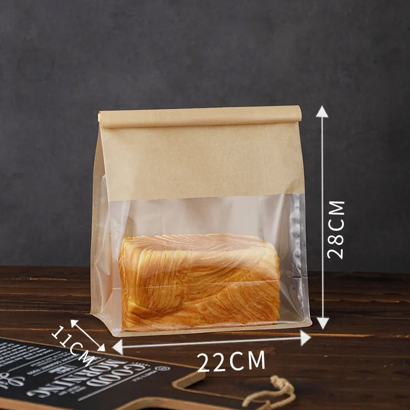 4 크기 10-50pcs 토스트 가방 포장 가방 셀프 씰링 빵 가방 와이어 압연 가장자리 베이킹 투명 비스킷 케이크 가방 봉인 된 차