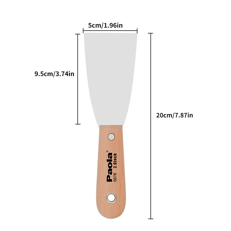 Paola wood handle putty knife 2-inch stainless steel scraper cleaning scraper putty knife scraper