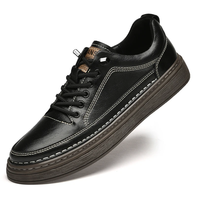 

Мужские кожаные кроссовки, повседневная Винтажная обувь на плоской подошве, большие размеры 46 47