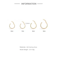 LENNIK Real 925 Sterling Silver 6/7/8/9mm Wire Diameter Small Hoop Earrings for Women Trendy Fine Jewelry Geometric Accessories 2