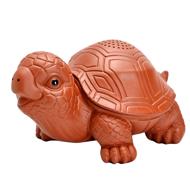 Creative Purple Clay Turtle Tea Strainer, Integrated Filter for Kung Fu Tea Set, Raisable Tea Pet Ornament Home Decor Gift