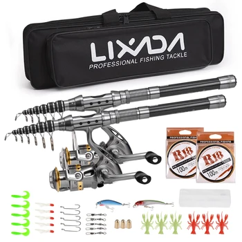 1.5/1.8/2.1/2.4m Fishing Pole Combo Set 2PCS Rod and Reel Telescopic Fishing Rod Carbon Fiber Spinning Reels Fishing Accessories 1